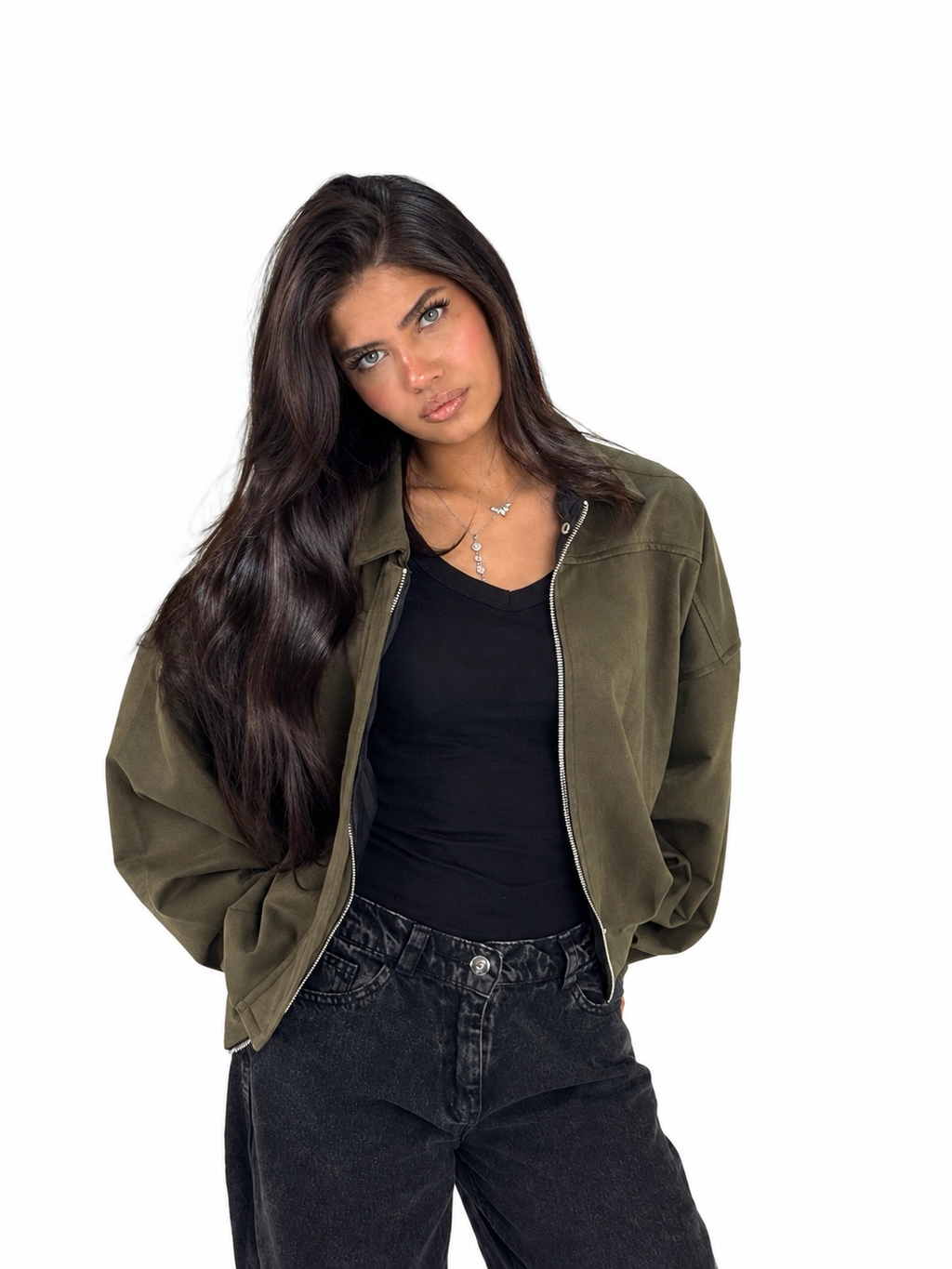 Olive Suede Bomber jacket